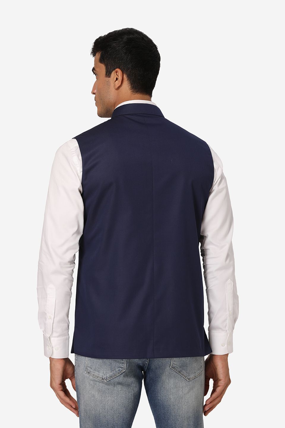 Wintage Men's Poly Cotton Festive and Casual Nehru Jacket Vest Waistcoat : Navy Blue