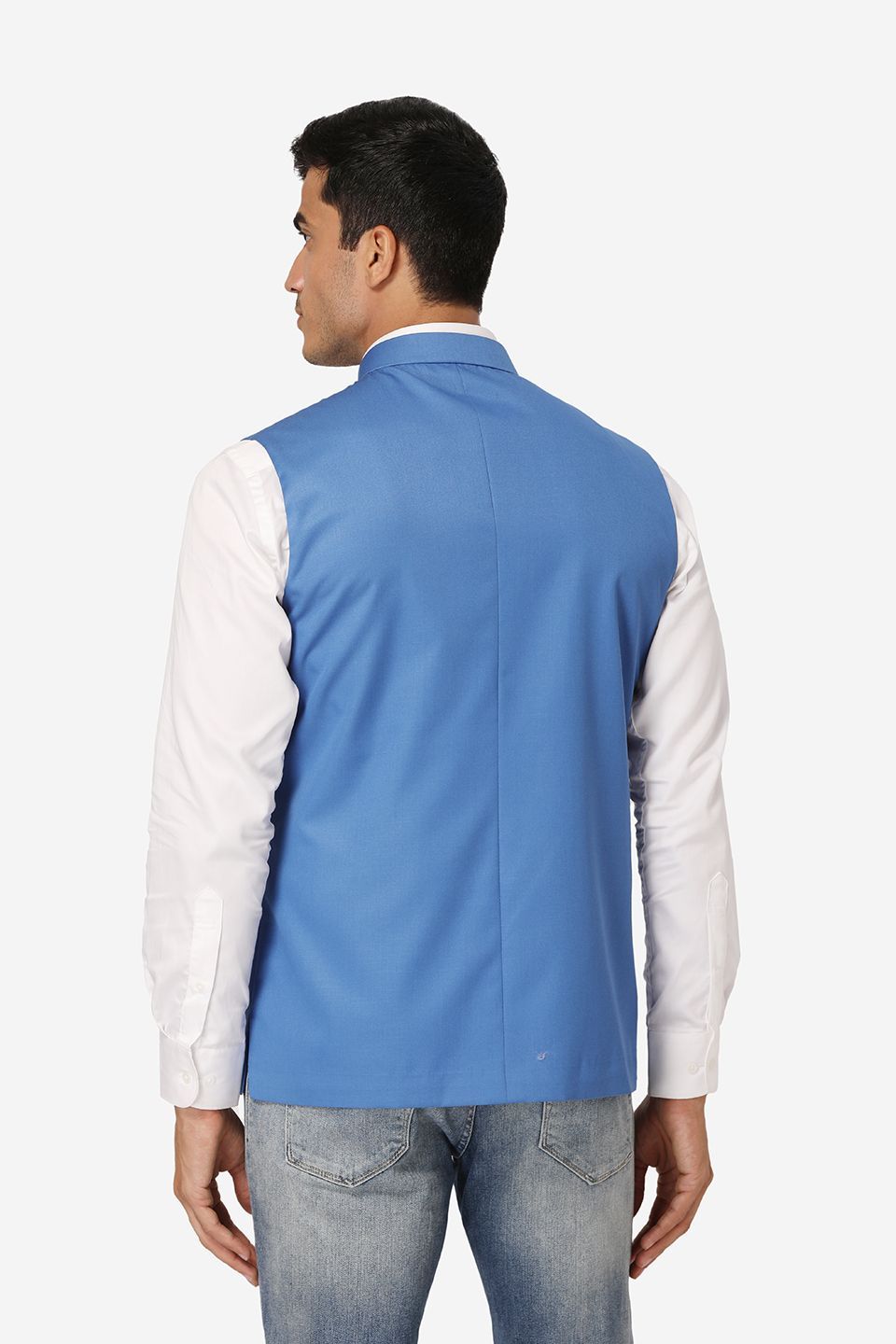 Wintage Men's Poly Cotton Festive and Casual Nehru Jacket Vest Waistcoat : Light Blue