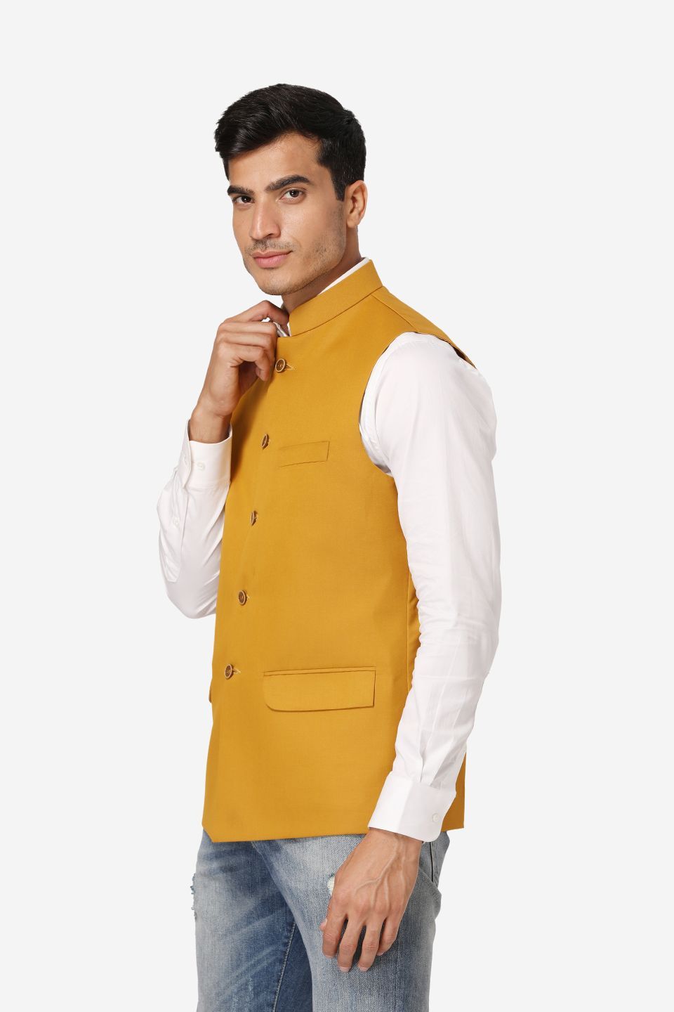 Wintage Men's Poly Cotton Festive and Casual Nehru Jacket Vest Waistcoat : Brown