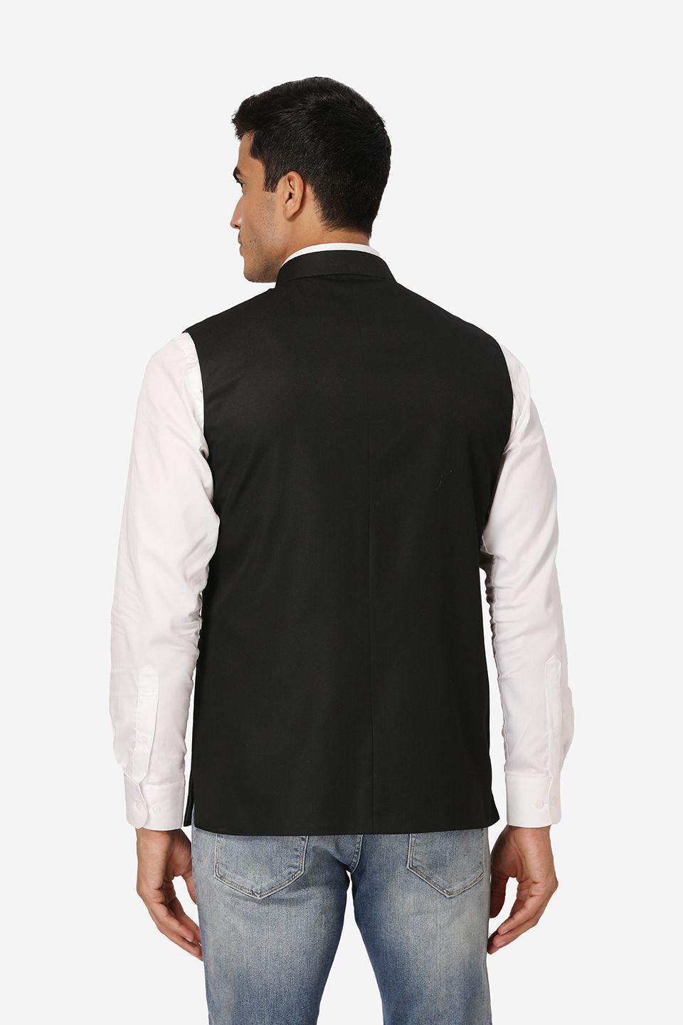 Wintage Men's Poly Cotton Festive and Casual Nehru Jacket Vest Waistcoat : Black