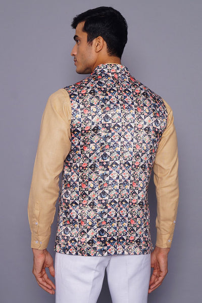 Imported Rayon MulticolouRed Modi Nehru Jacket