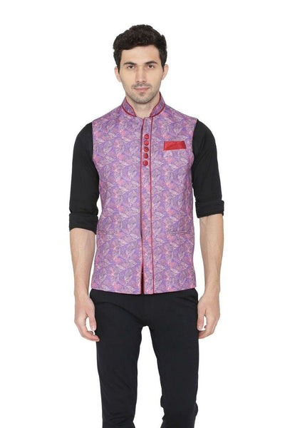 Rayon Fabric Purple Nehru Jacket