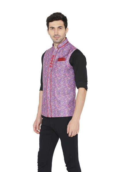 Rayon Fabric Purple Nehru Jacket