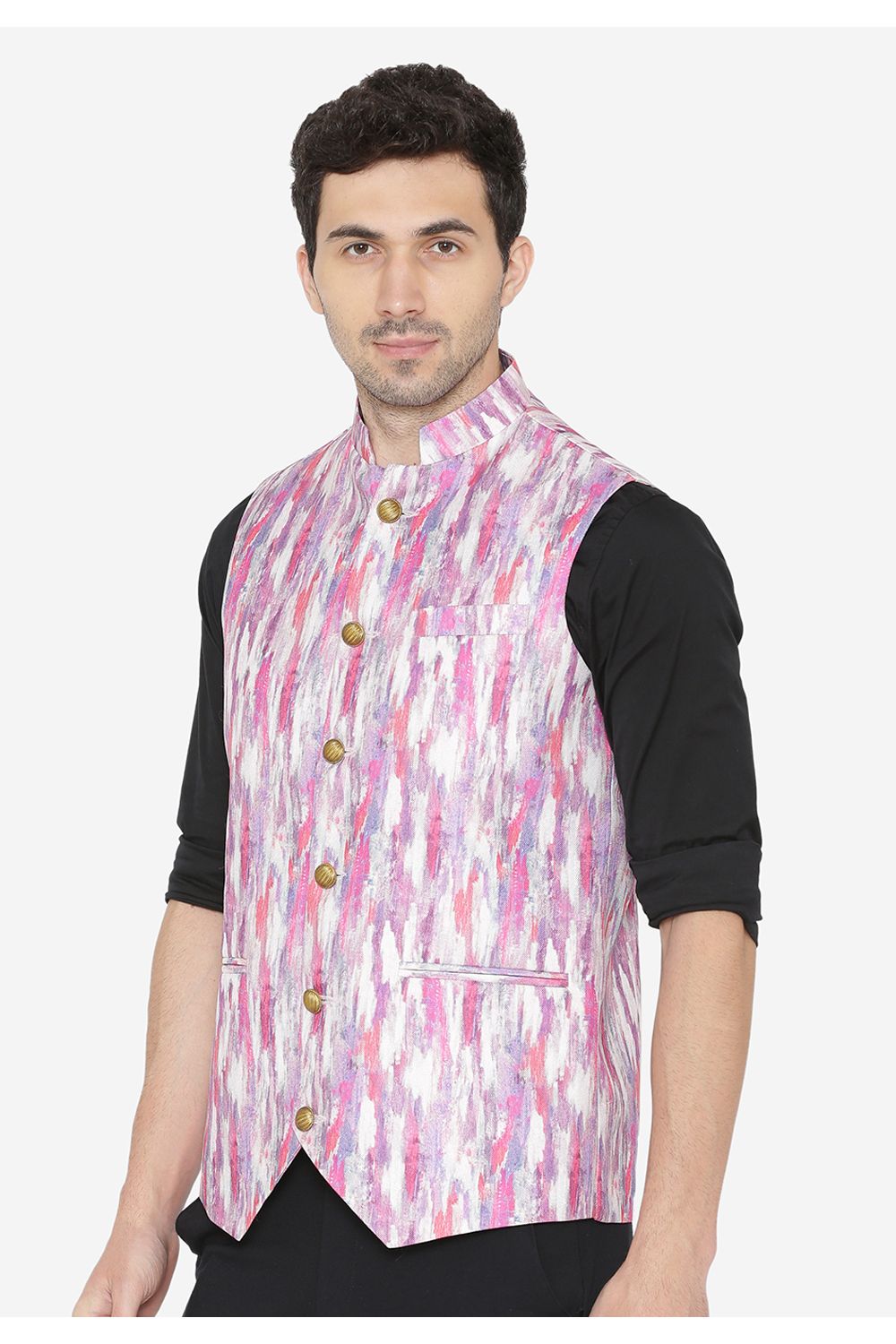 Polyester Pink Modi Nehru Jacket