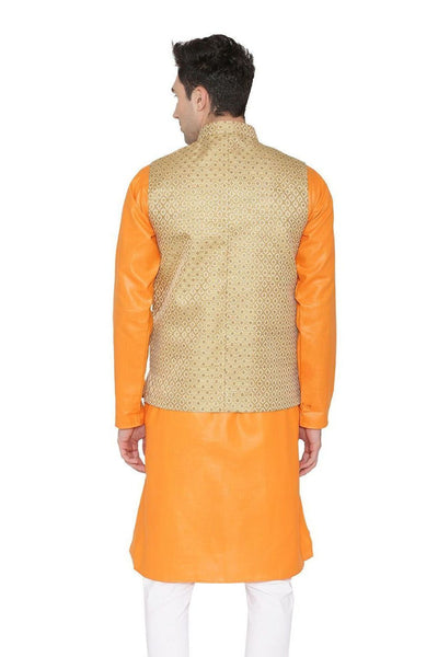 Banarasi Rayon Cotton Gold Nehru Jacket