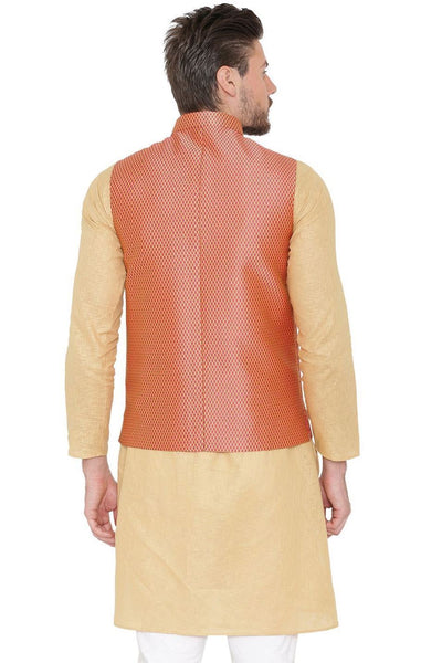 Banarasi Rayon Cotton Red Modi Nehru Jacket