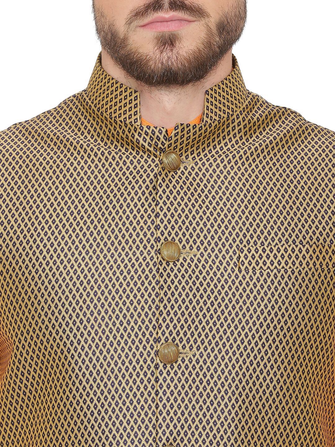 Banarasi Rayon Cotton Brown Nehru Jacket