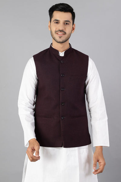 Tweed Wool Purple Modi Nehru Jacket