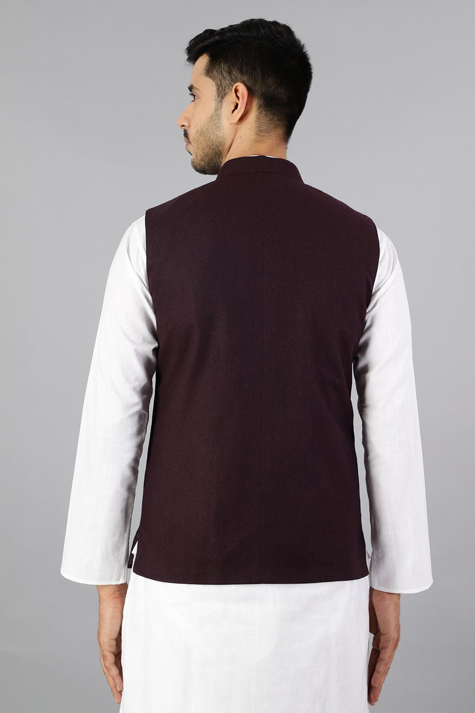 Tweed Modi Jacket Tweed Wool Purple Modi Nehru Jacket