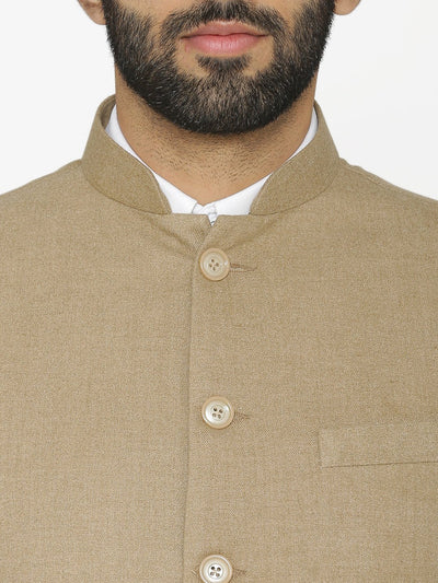 Wintage Men's Tweed Wool Festive and Casual Nehru Jacket Vest Waistcoat : Beige