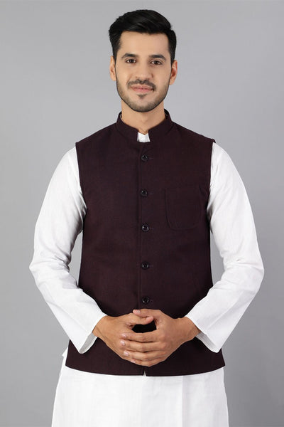 Tweed Wool Purple Modi Nehru Jacket