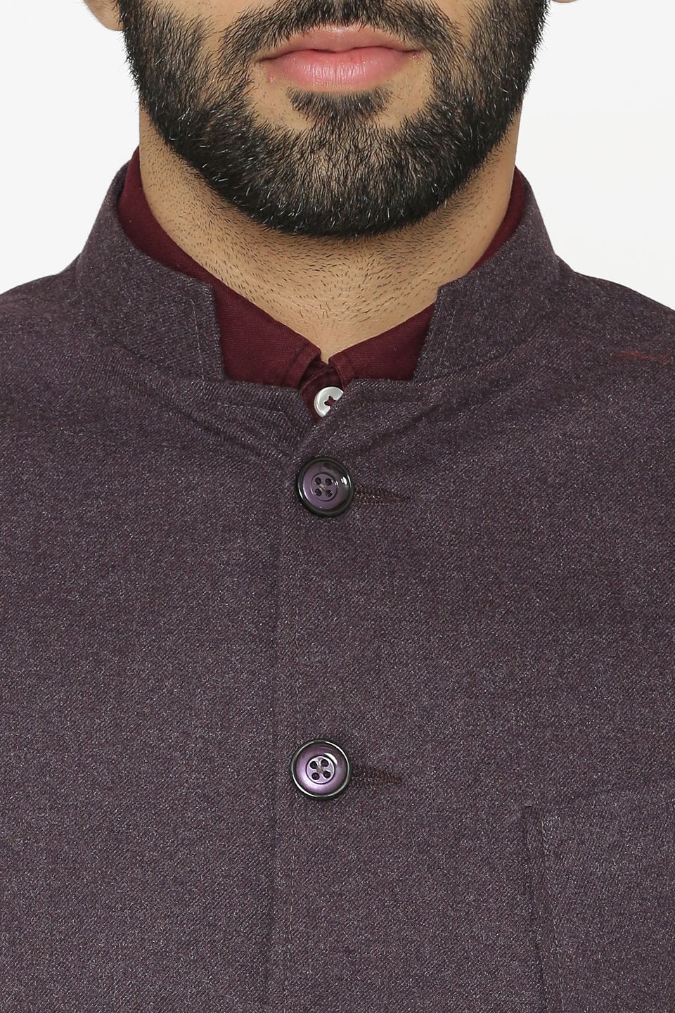 Tweed Wool Purple Nehru Jacket