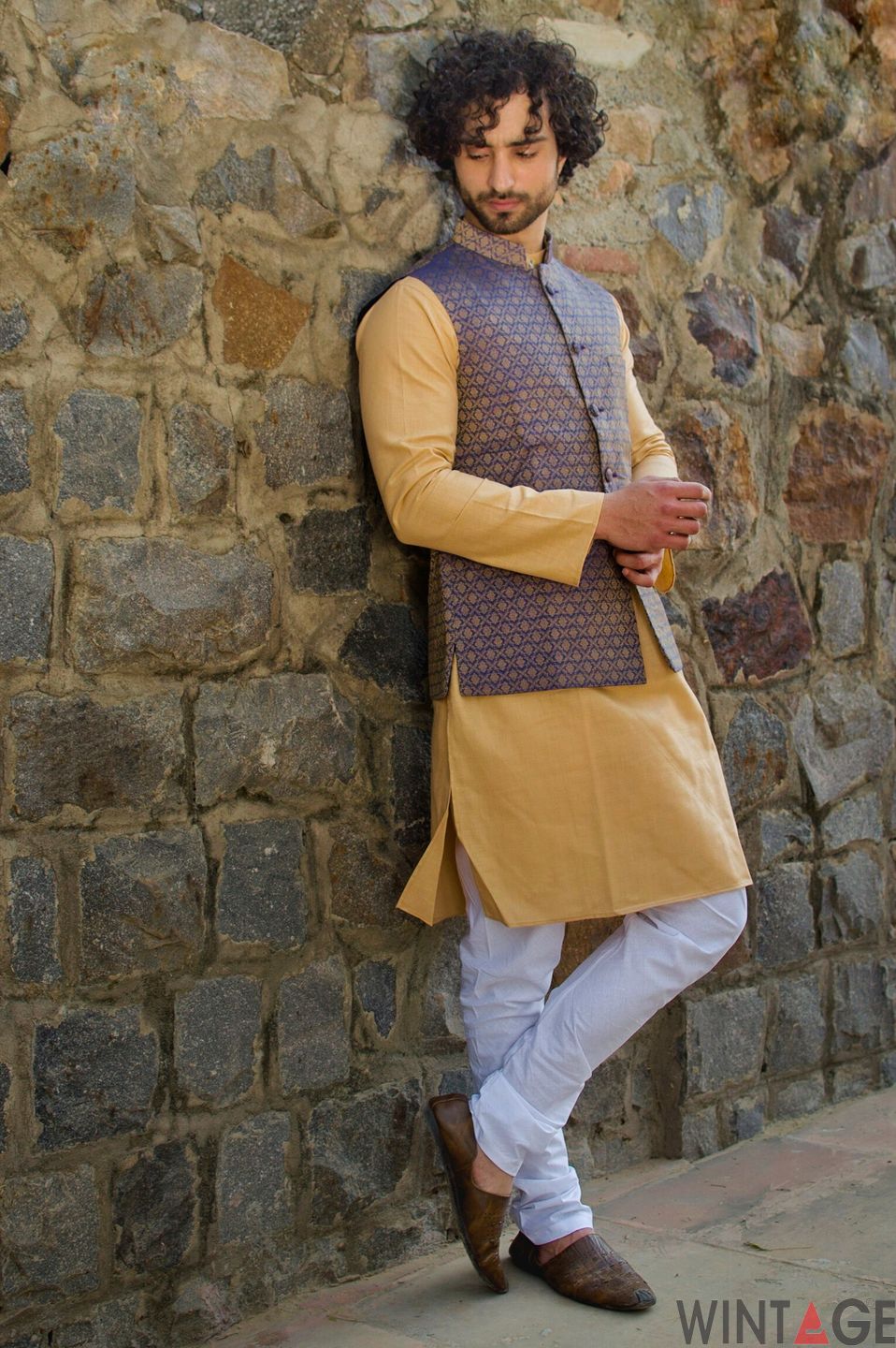 Banarasi Art Silk Cotton Blend Purple Modi Nehru Jacket