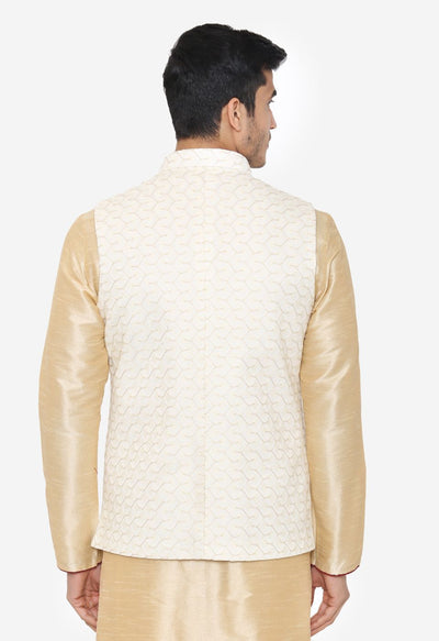 Banarsi Rayon Cotton White Nehru Modi Jacket