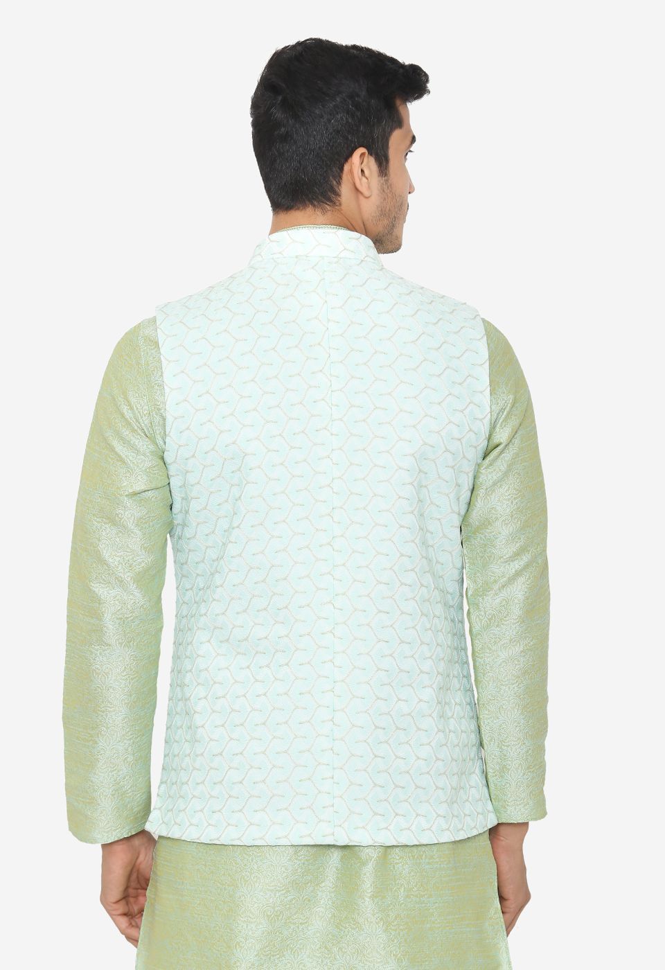Banarsi Rayon Cotton Green Nehru Modi Jacket