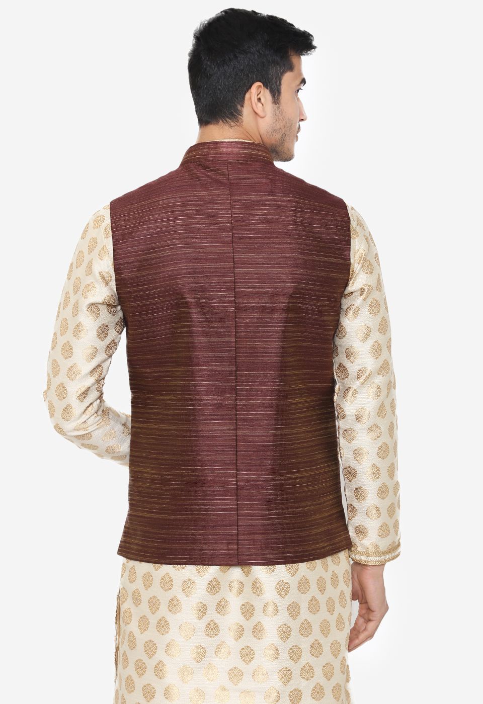 Banarsi Rayon Cotton Brown Nehru Modi Jacket