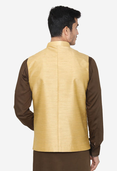 Banarsi Rayon Cotton Gold Nehru Modi Jacket