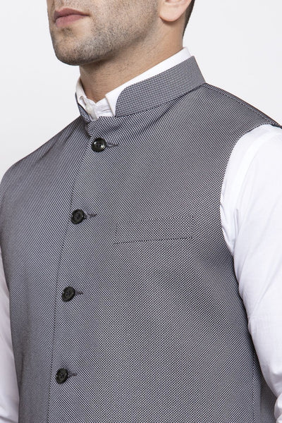 Wintage Men's Poly Cotton Festive and Casual Nehru Jacket Vest Waistcoat : Grey