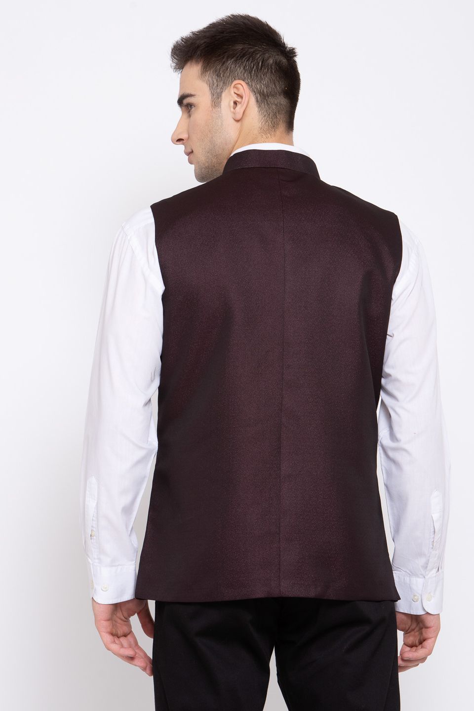 Wintage Men's Poly Blend Formal and Evening Nehru Jacket Vest Waistcoat : Brown
