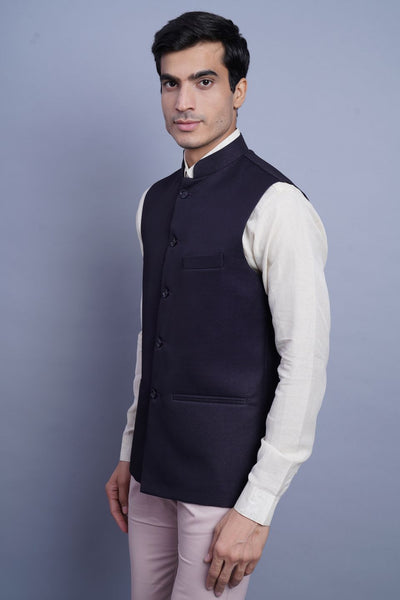 Wintage Men's Poly Blend Formal and Evening Nehru Jacket Vest Waistcoat : Violet