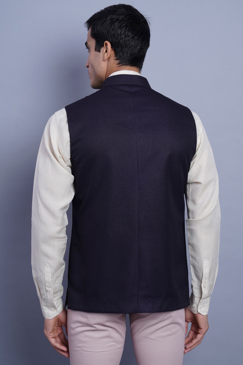 Wintage Men's Poly Blend Formal and Evening Nehru Jacket Vest Waistcoat : Violet