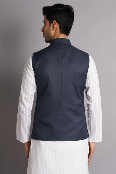 Poly Viscose Black Solid Modi Nehru Jacket
