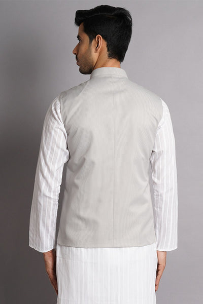 Poly Viscose Grey Solid Modi Nehru Jacket