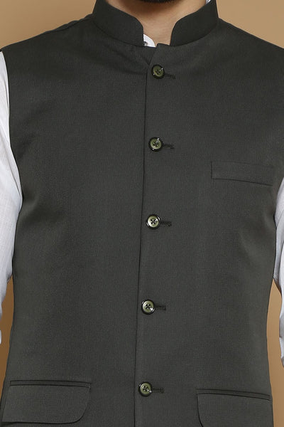 Poly Viscose Green Modi Nehru Jacket