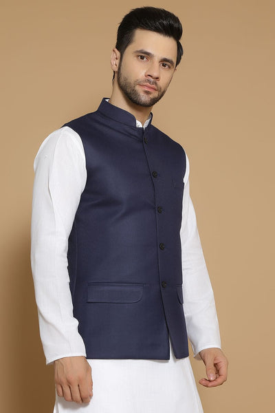 Poly Viscose Blue Modi Nehru Jacket