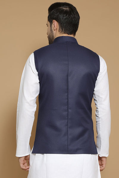 Poly Viscose Blue Modi Nehru Jacket