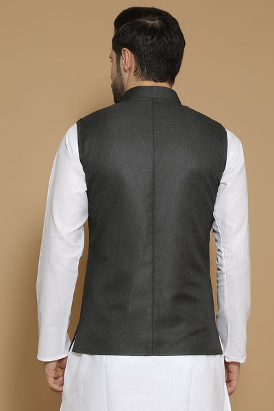 Poly Viscose Black Modi Nehru Jacket