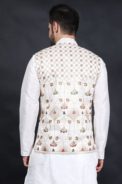 Cotton Silk Cream Modi Nehru Jacket