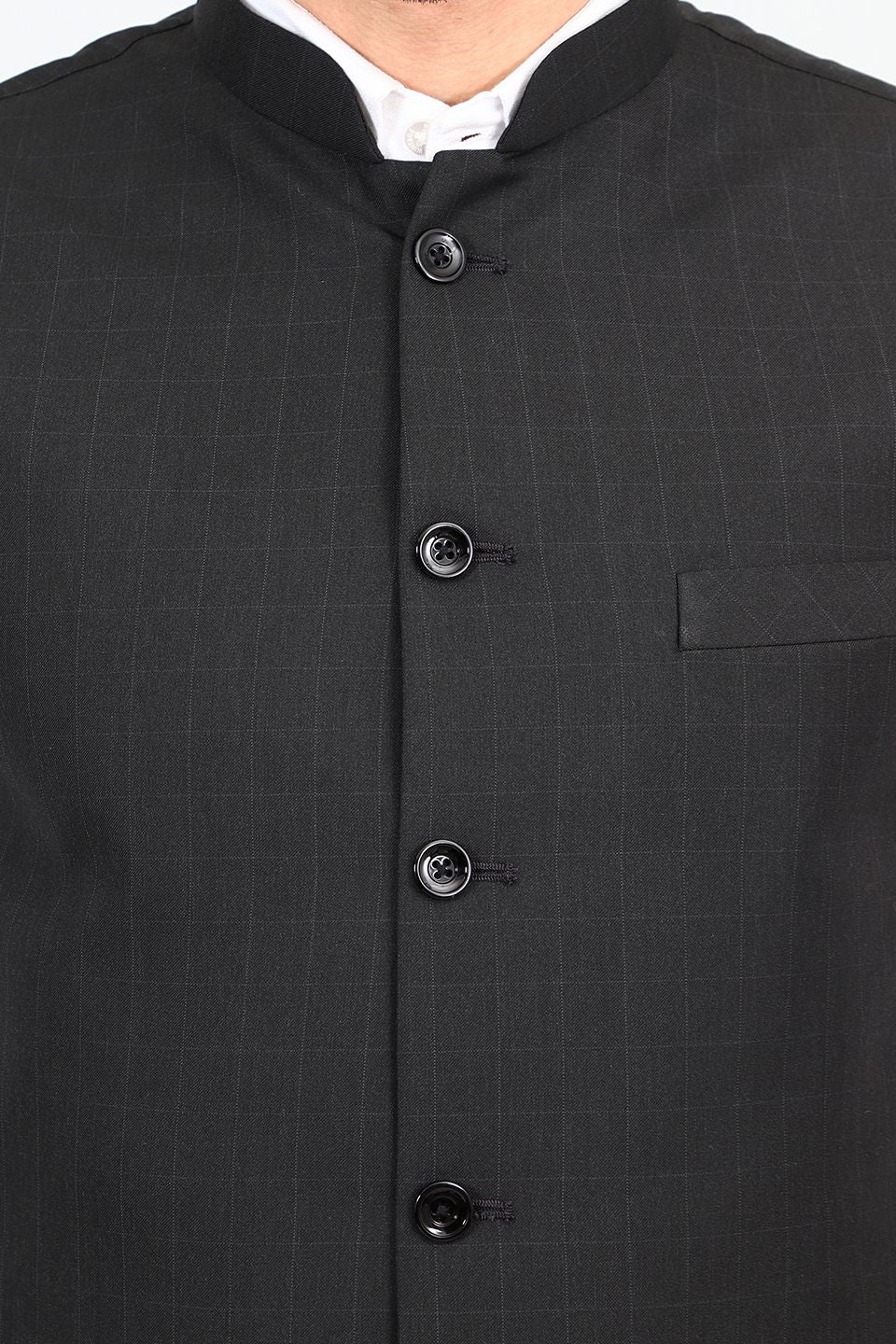 Poly Viscose Black Modi Nehru Jacket