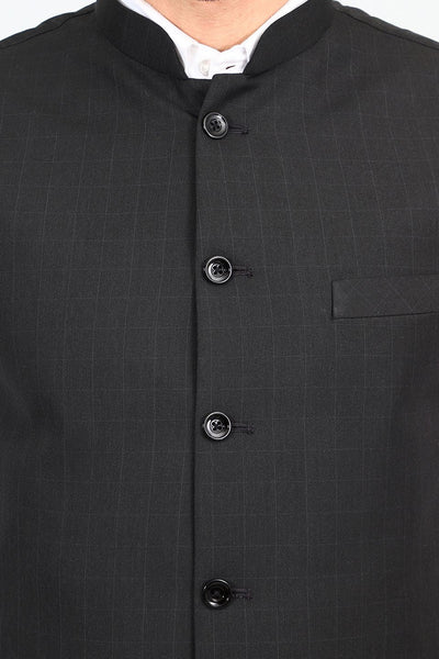 Poly Viscose Black Modi Nehru Jacket