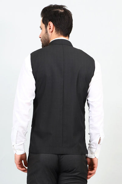 Poly Viscose Black Modi Nehru Jacket
