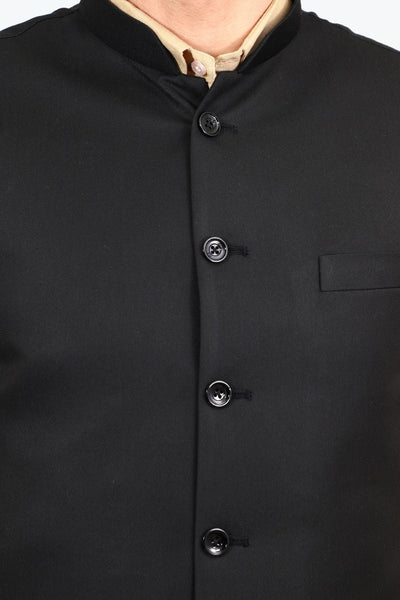 Poly Viscose Black Modi Nehru Jacket