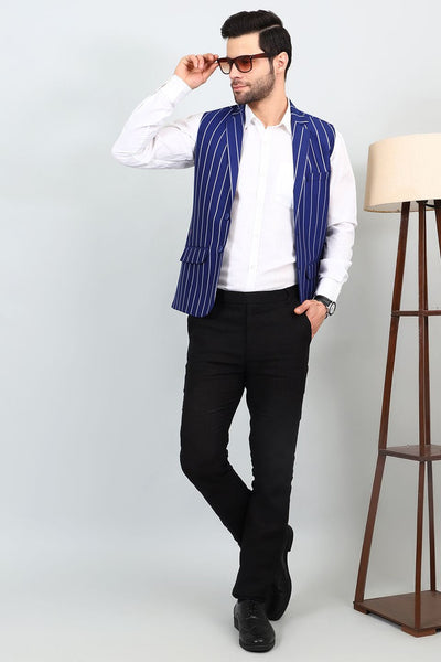 Polyester Cotton Blue Modi Nehru Jacket