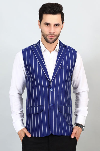 Polyester Cotton Blue Modi Nehru Jacket