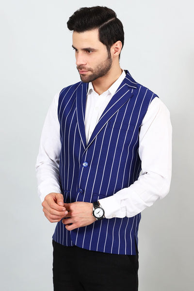 Polyester Cotton Blue Modi Nehru Jacket