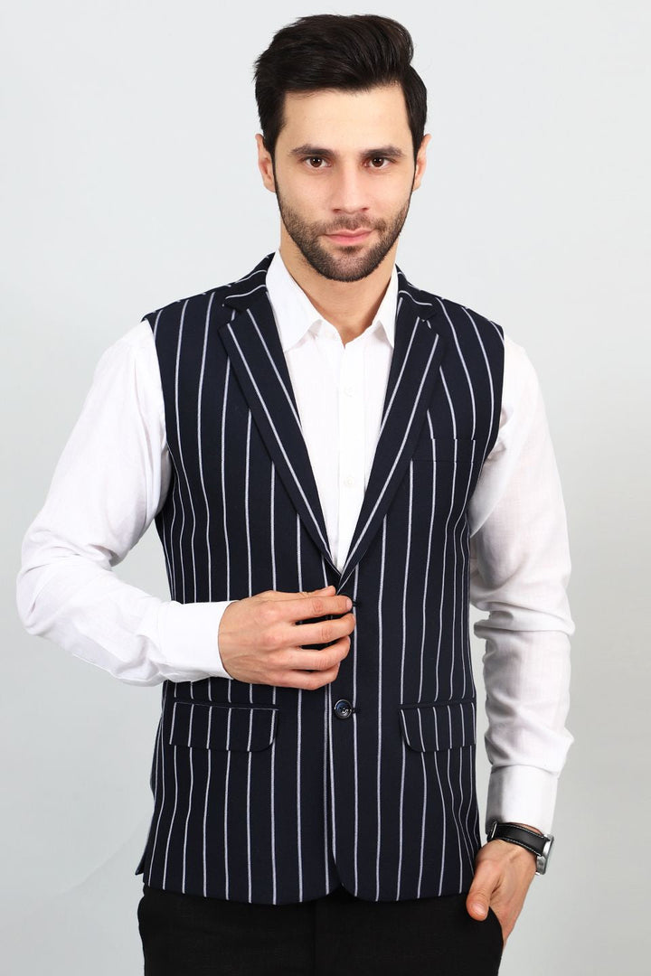 Buy Wintage Men's Polyester Cotton Blue Modi Nehru Jacket Blue