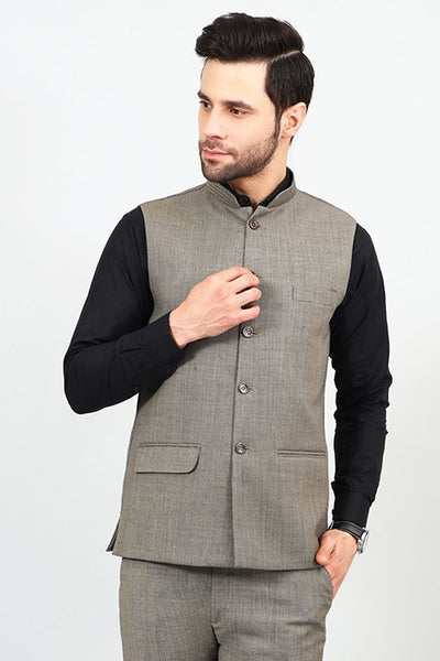 Poly Viscose Grey Modi Nehru Jacket