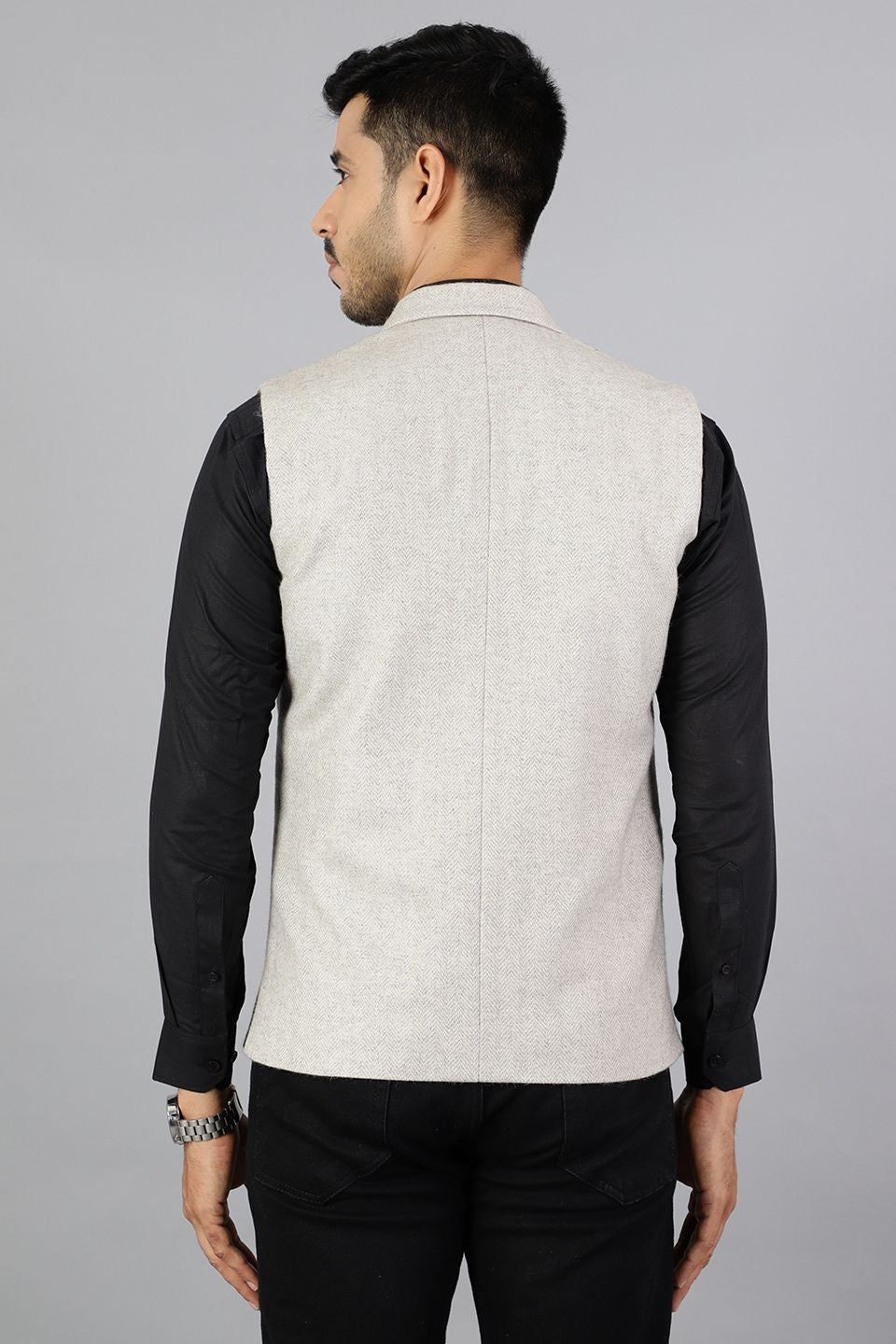 Tweed Modi Jacket Tweed Silver Modi Nehru Jacket