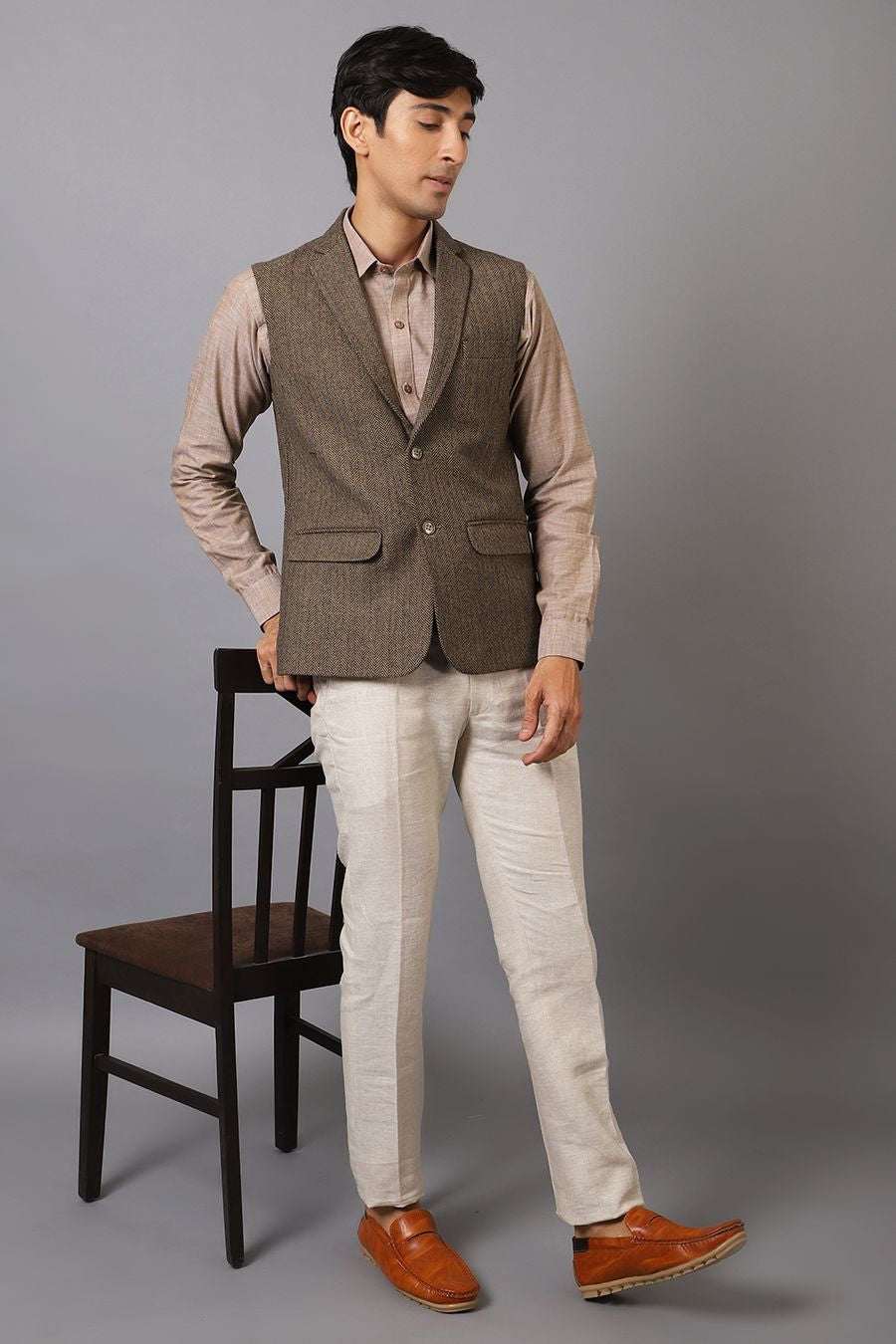 Tweed Modi Jacket Buy WINTAGE Men's Tweed Wool Blend Brown Modi Nehru Jacket