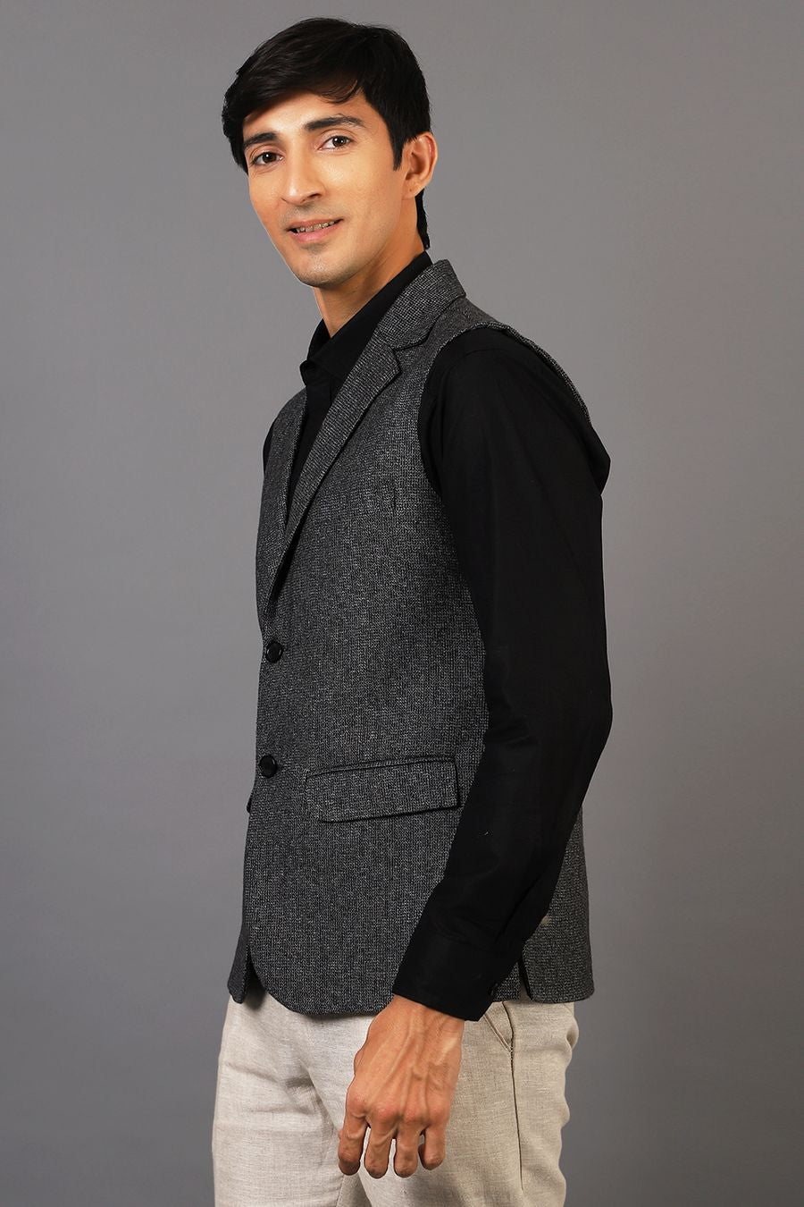 Tweed Modi Jacket Tweed Grey Modi Nehru Jacket