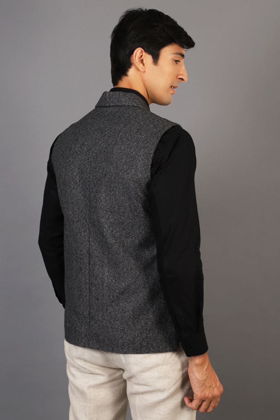 Tweed Modi Jacket Tweed Grey Modi Nehru Jacket