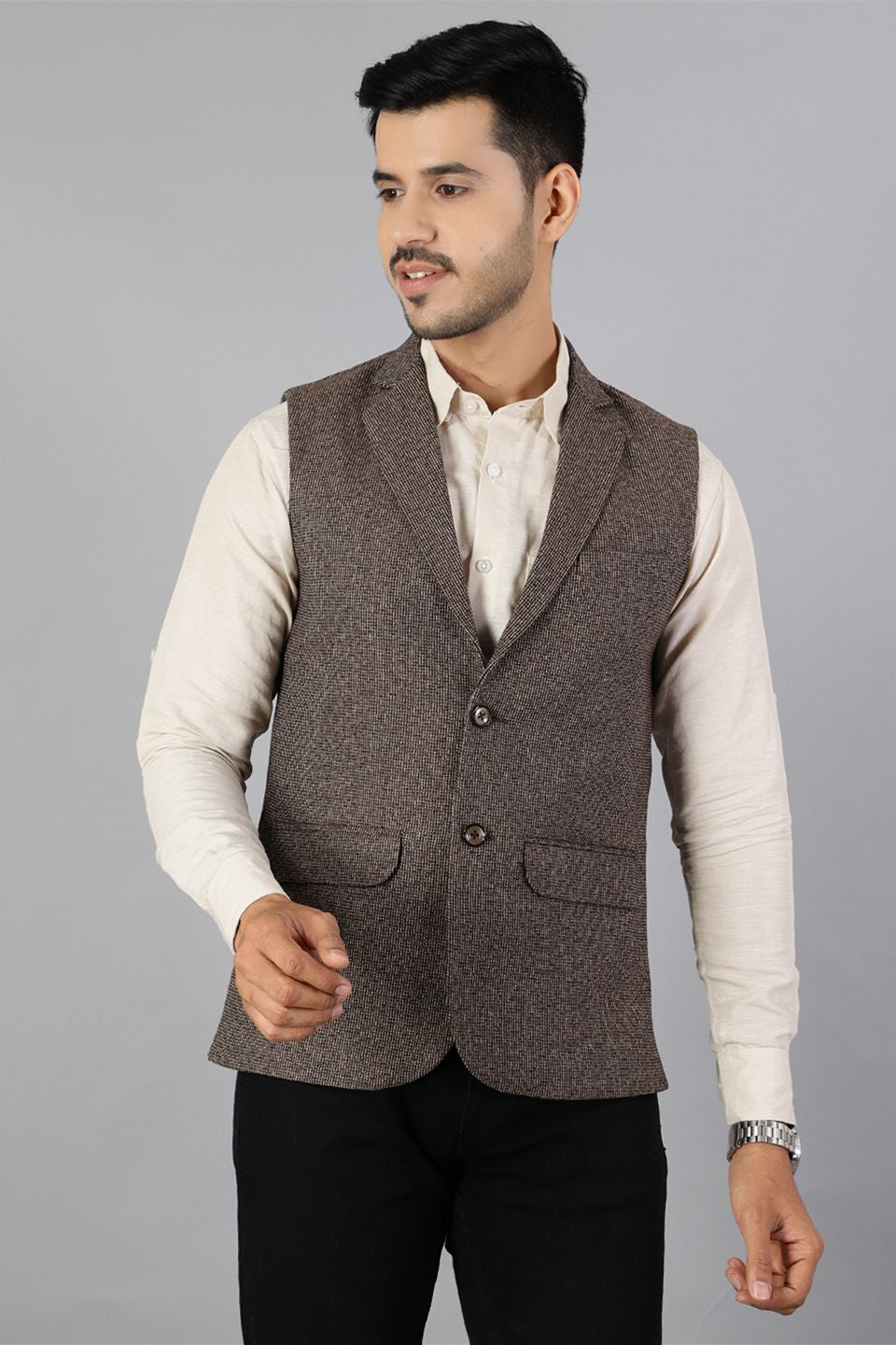 Tweed Modi Jacket Tweed Brown Modi Nehru Jacket