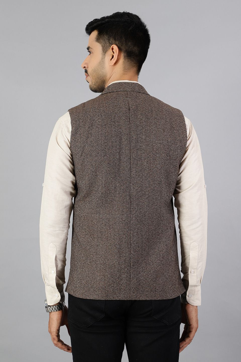 Tweed Modi Jacket Tweed Brown Modi Nehru Jacket