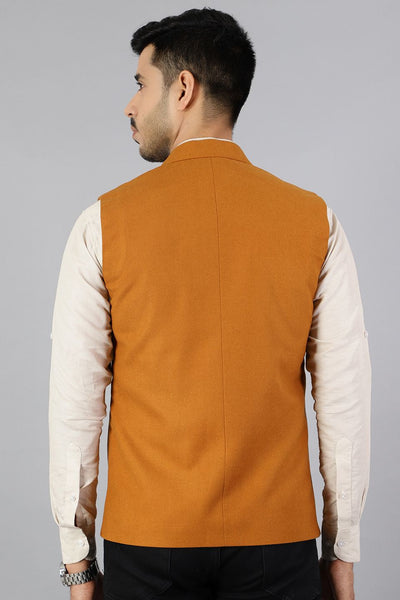 Tweed Wool Orange Modi Nehru Jacket