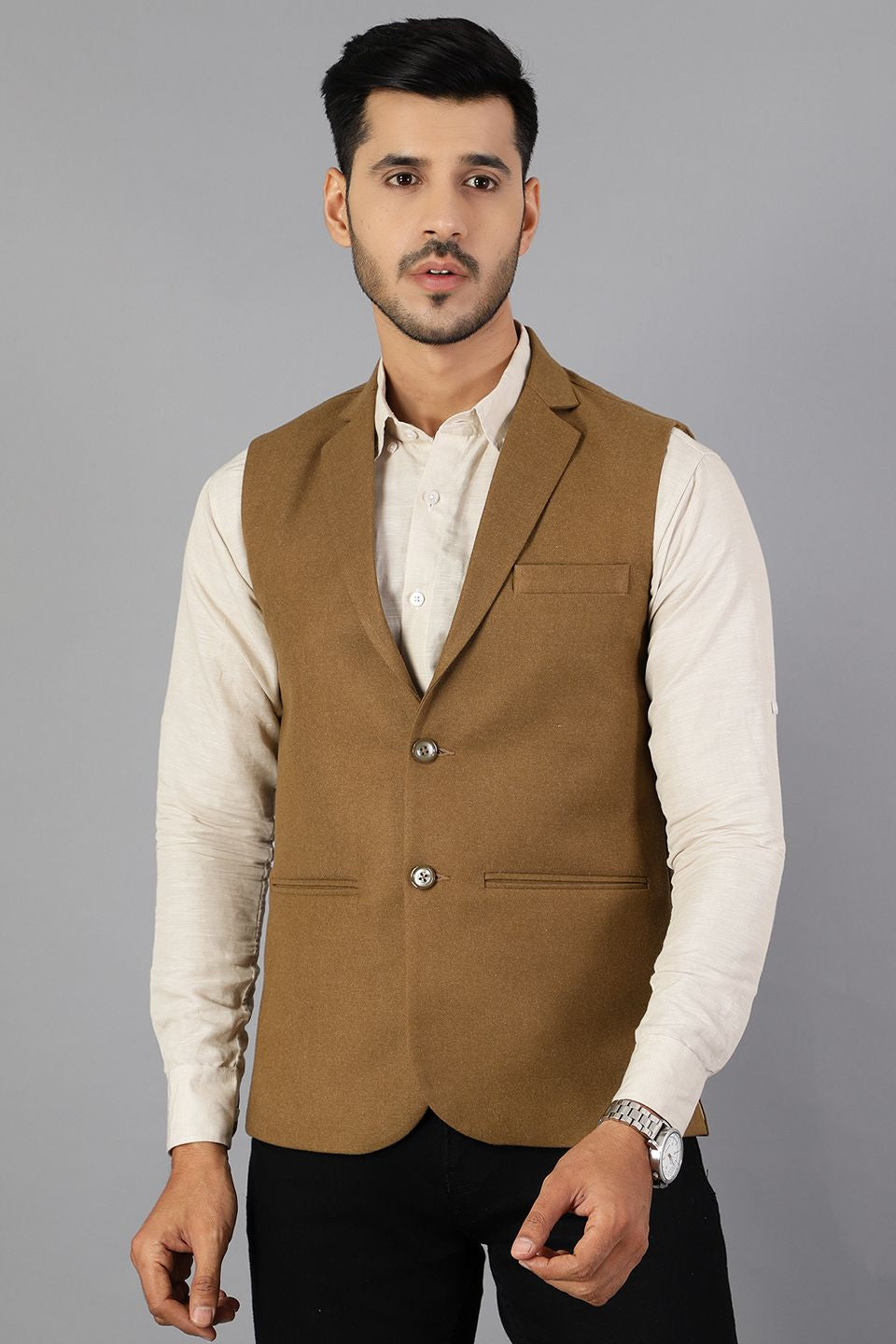 Tweed Modi Jacket Tweed Wool Brown Modi Nehru Jacket