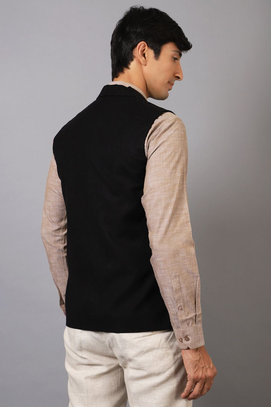 Buy WINTAGE Men's Tweed Wool Black Modi Nehru Jacket